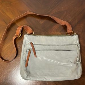 Blue/Grey Leather Fossil Crossbody Purse